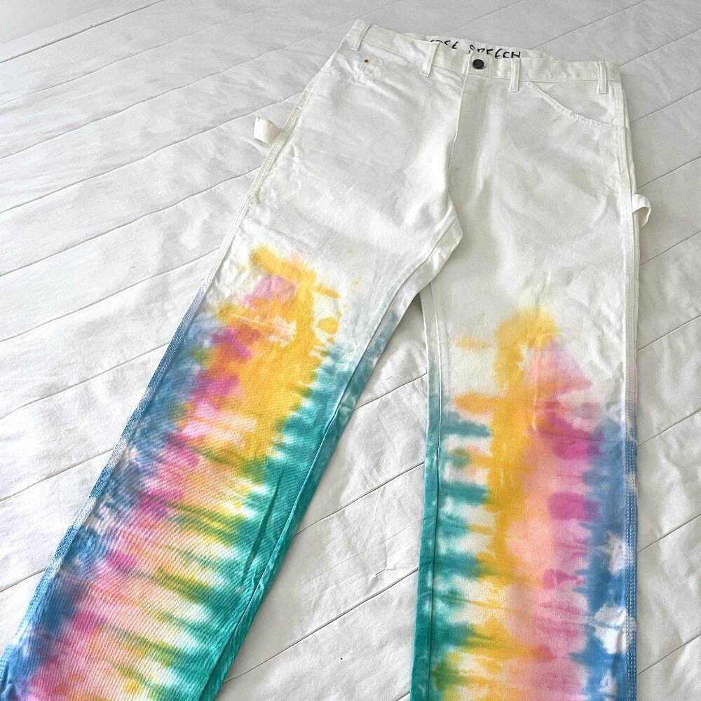 🎨 Free Speech Jeanies – Ripple Dye Painter Pants (Size 6-8) or 32" x 32"